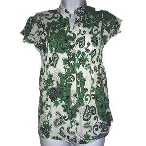 Sere Nade Women Pleated Crinkle Top S Green White*